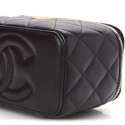 Chanel Lambskin Quilted Metal Twist Small Top Handle Vanity Case With Chain Burgundy 9 of 9