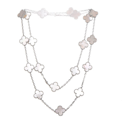 Van Cleef & Arpels 18K White Gold Mother of Pearl 20 Motifs Vintage Alhambra Necklace 3 of 8