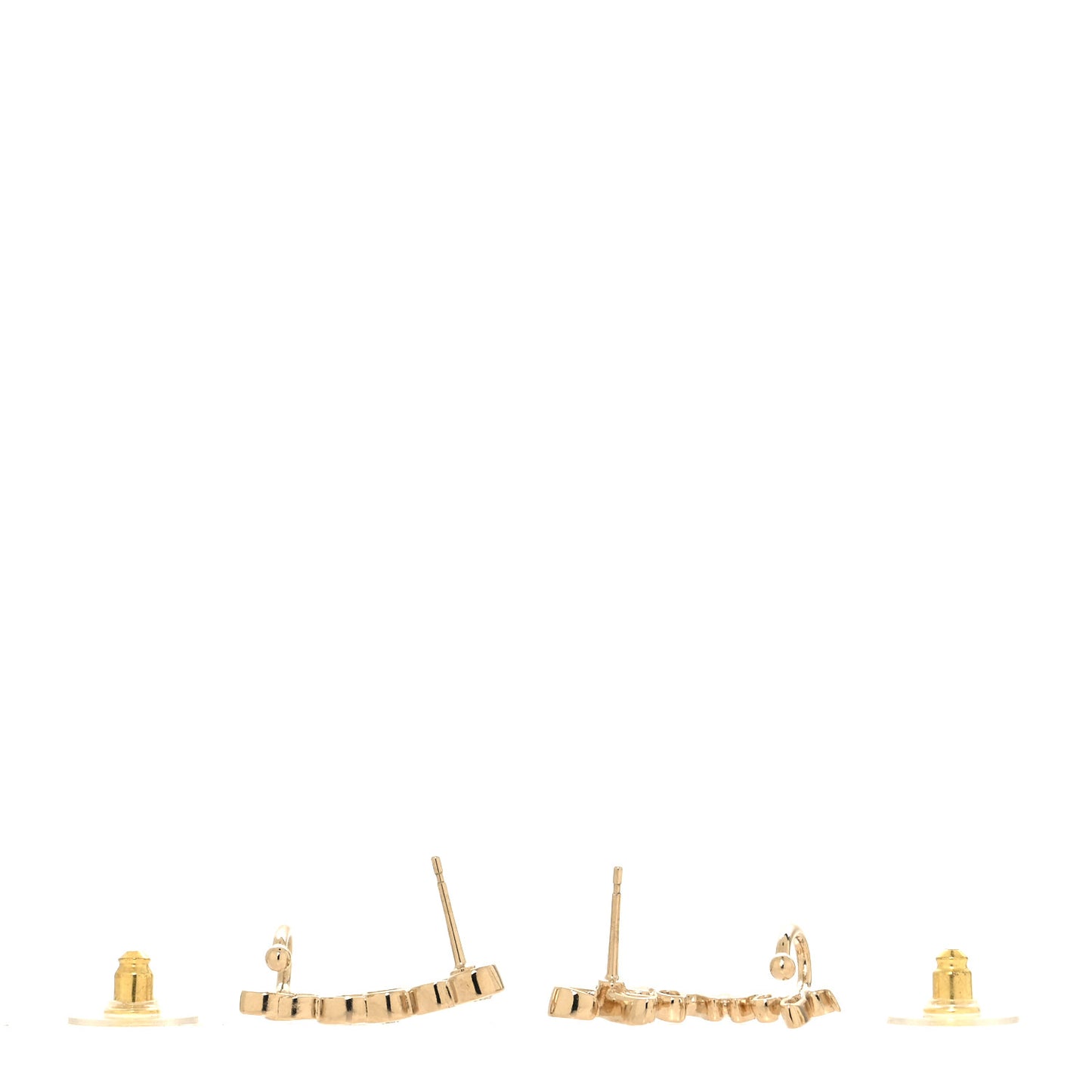 Metal Crystal Coco Script CC Climber Earrings Gold