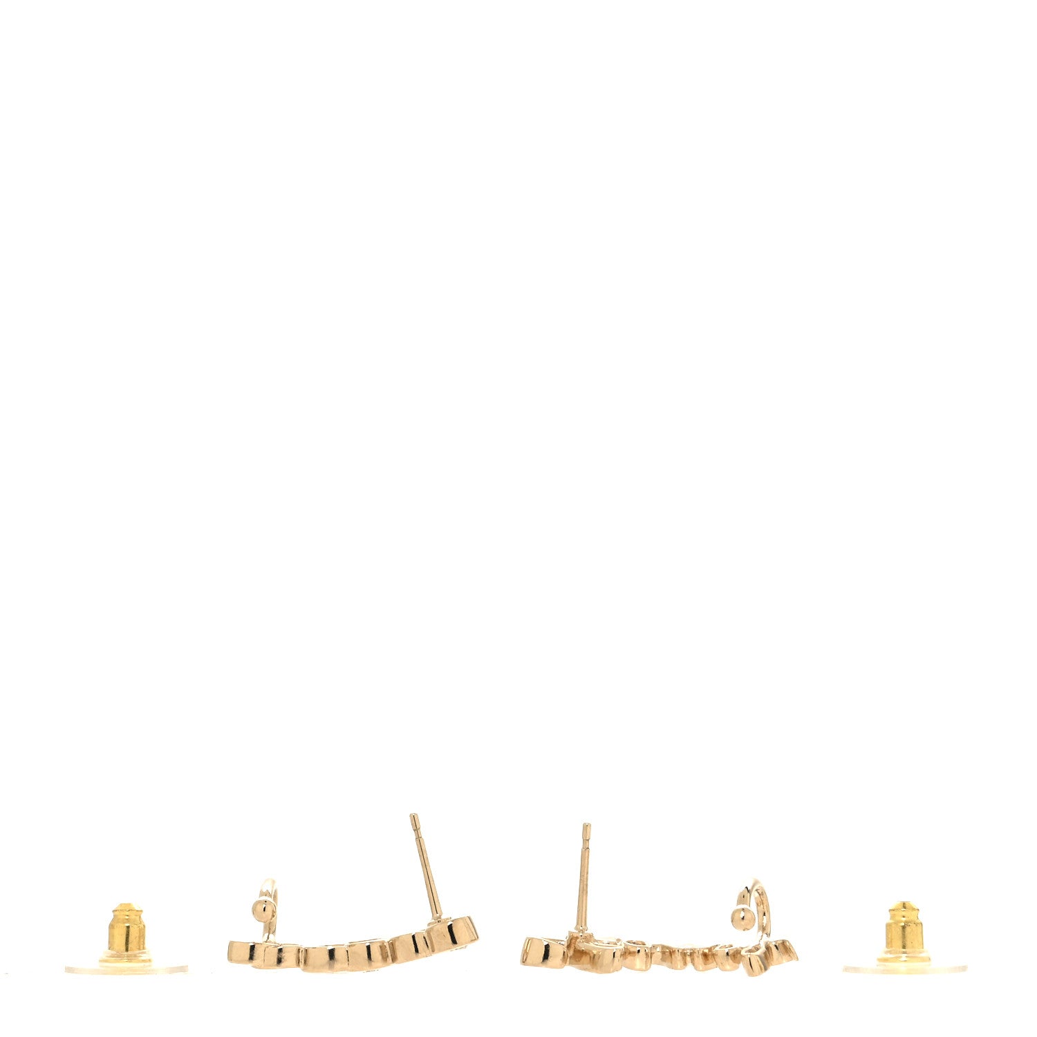 Chanel Metal Crystal Coco Script CC Climber Earrings Gold 3 of 4