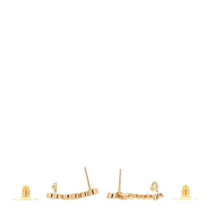 Chanel Metal Crystal Coco Script CC Climber Earrings Gold 3 of 4