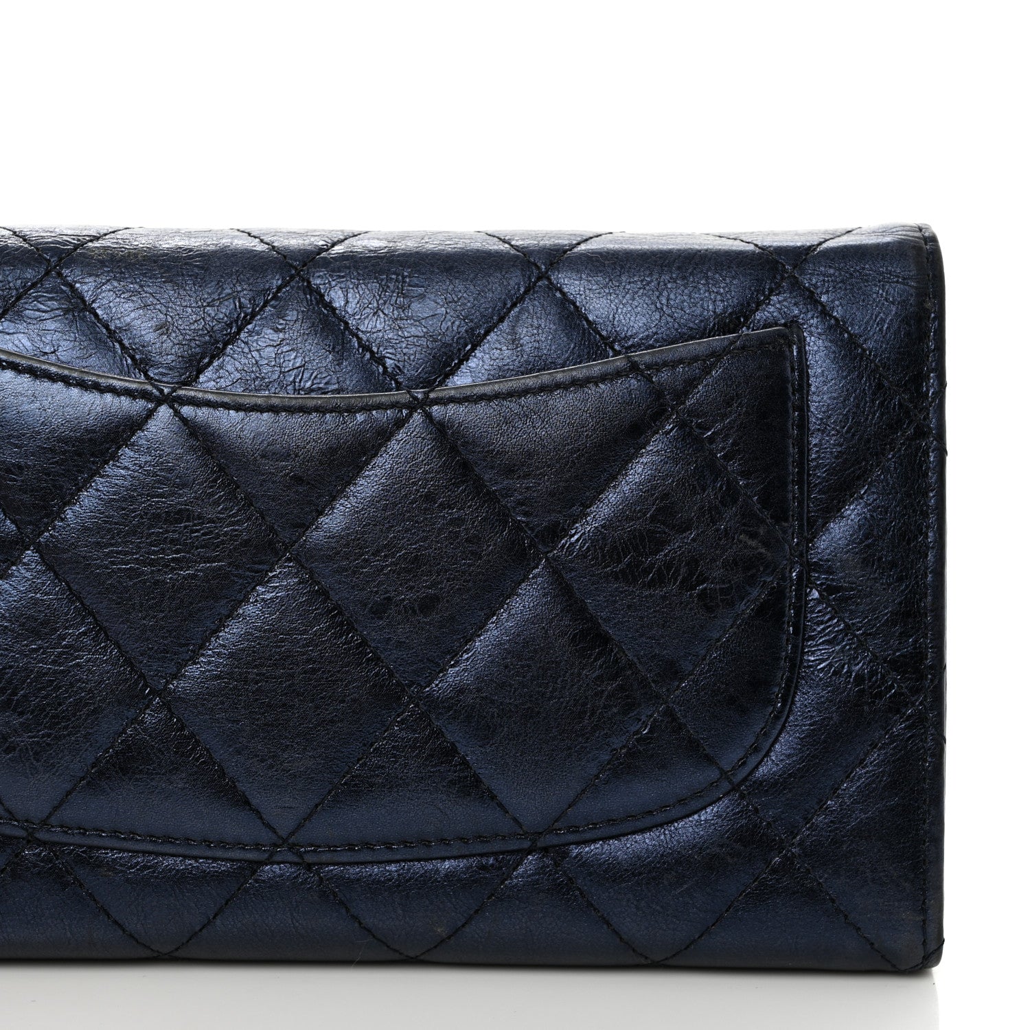Chanel Metallic Aged Calfskin Quilted Reissue Long Flap Wallet Dark Navy Blue 10 of 10