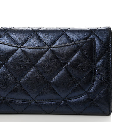 Chanel Metallic Aged Calfskin Quilted Reissue Long Flap Wallet Dark Navy Blue 10 of 10