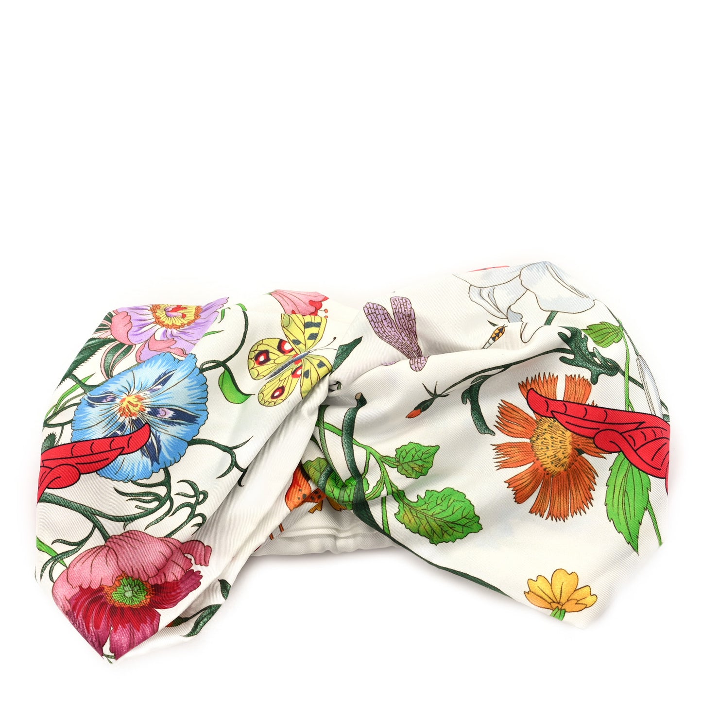 Silk Floral Headband M White Multicolor