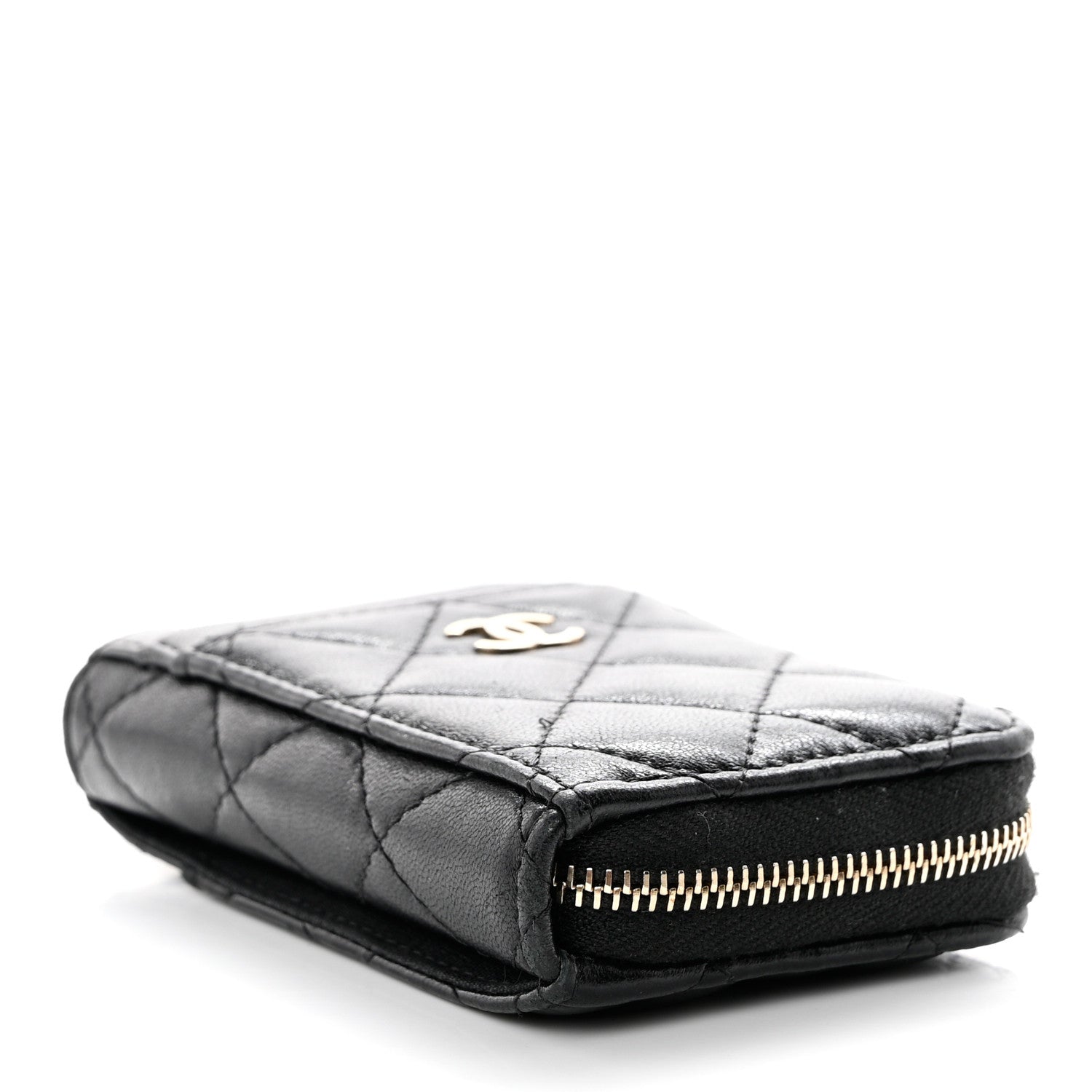 Chanel Lambskin Quilted Zip Card Holder Black 4 of 12