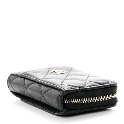Chanel Lambskin Quilted Zip Card Holder Black 4 of 12