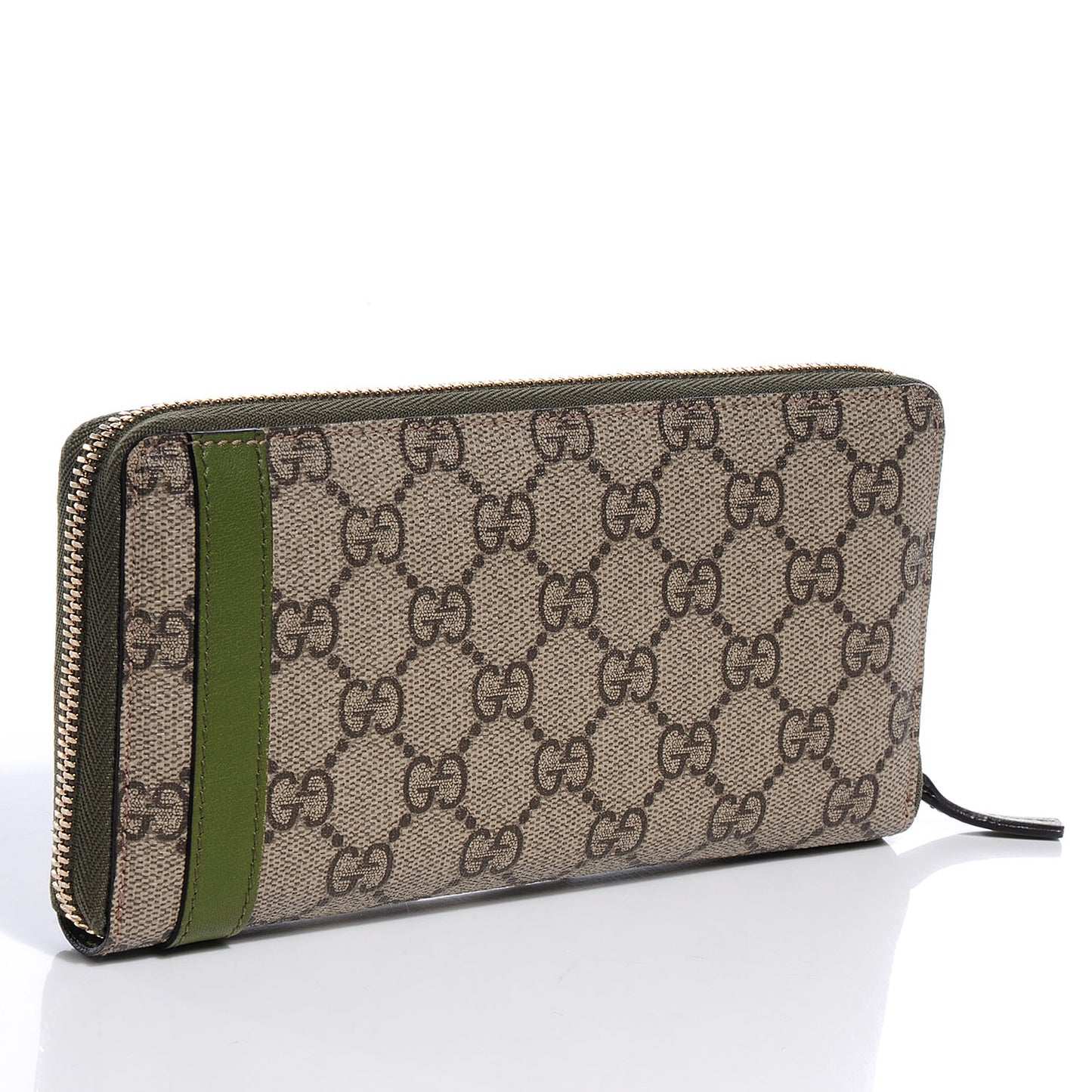 GG Supreme Monogram Nice Zip Around Wallet Green