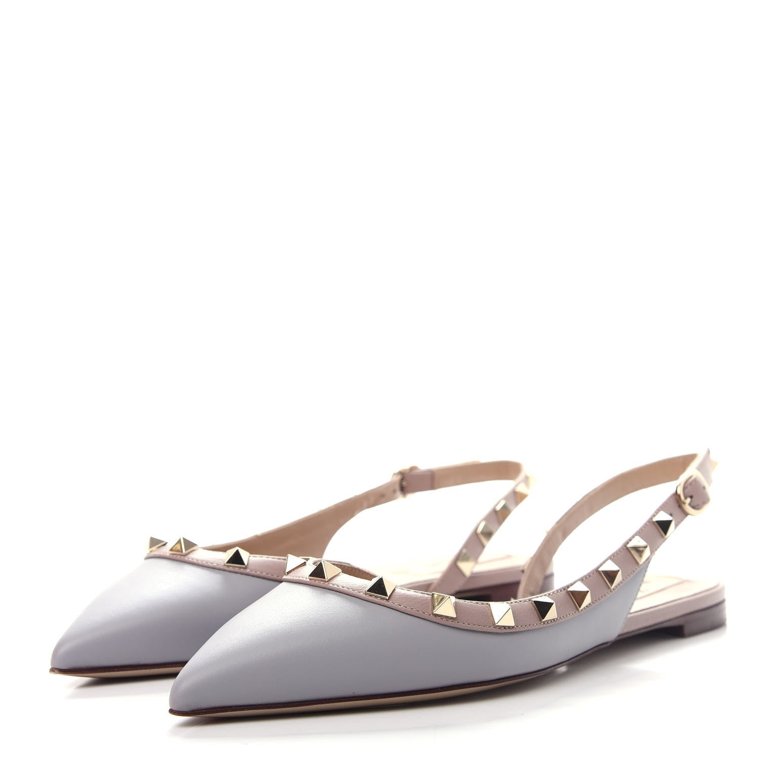 Valentino Garavani Nappa Rockstud Slingback Flats 36 Pastel Grey Poudre 3 of 11