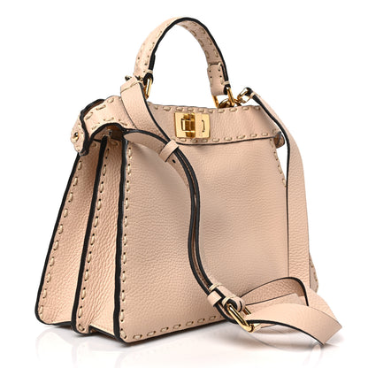 Fendi Vitello Granato Camoscio Selleria Macro Stitchings Small Peekaboo I SEE U Satchel Rosa Plaster 3 of 8
