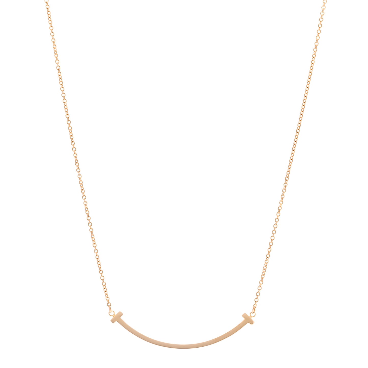 18K Rose Gold Small T Smile Pendant Necklace