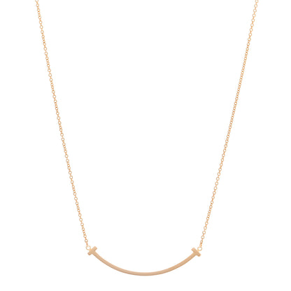 Tiffany 18K Rose Gold Small T Smile Pendant Necklace 1 of 6