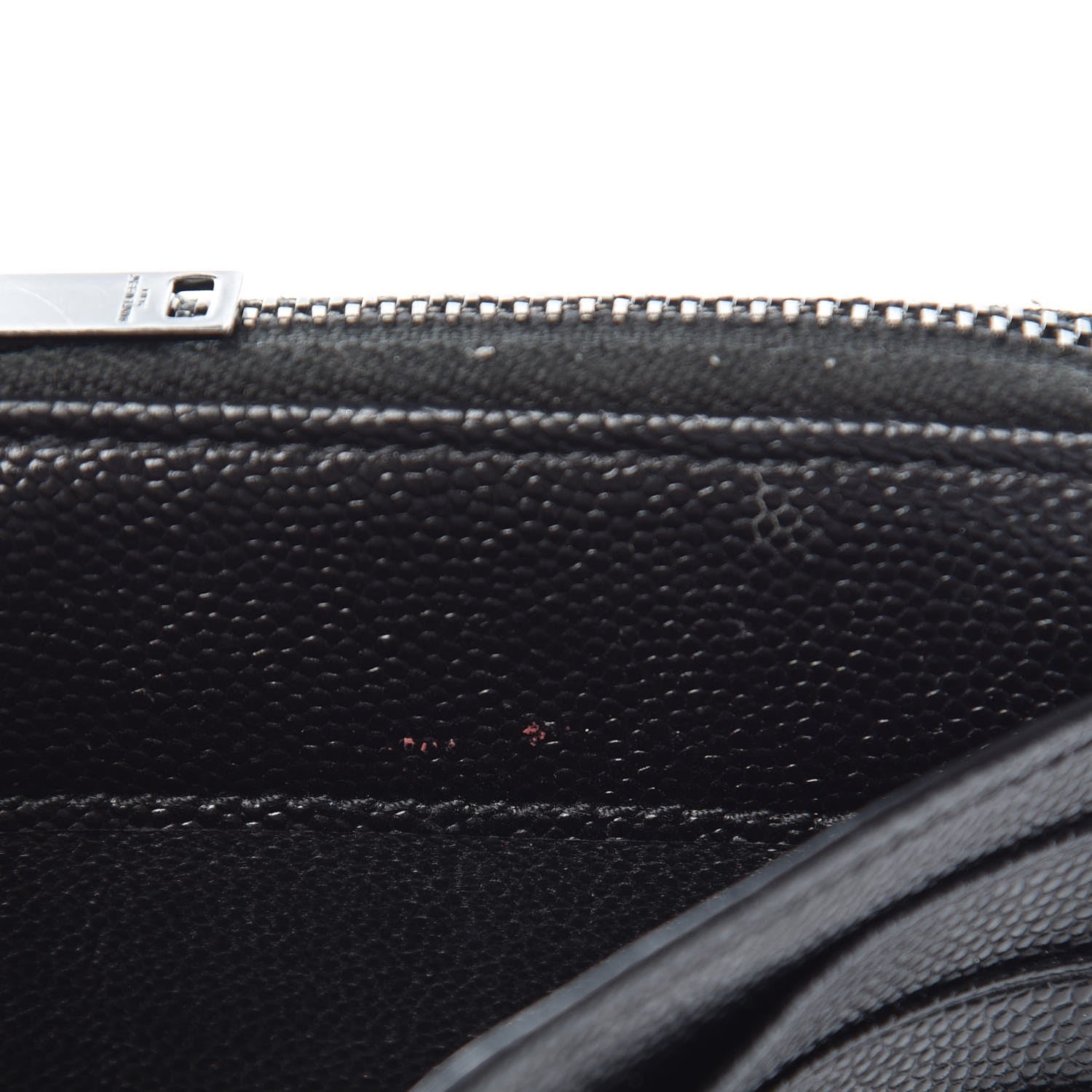 Saint Laurent Grain De Poudre Matelasse Chevron Monogram Compact Zip Around Wallet Black 7 of 14