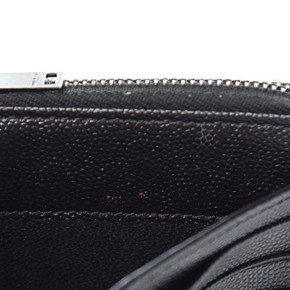Saint Laurent Grain De Poudre Matelasse Chevron Monogram Compact Zip Around Wallet Black 7 of 14