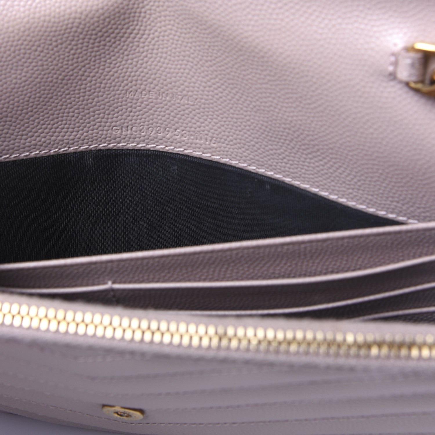 Saint Laurent Grain De Poudre Matelasse Chevron Monogram Envelope Chain Wallet Pale Pink 10 of 17