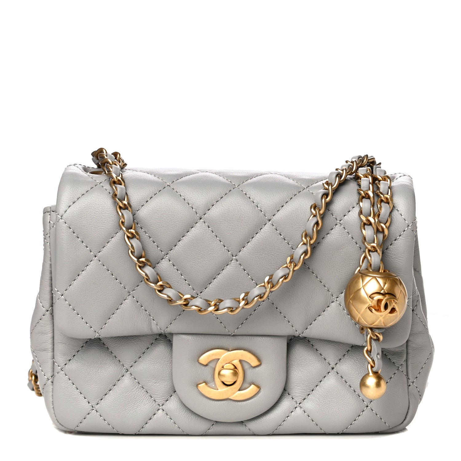 Chanel Lambskin Quilted Mini Pearl Crush Flap Light Grey 1 of 15