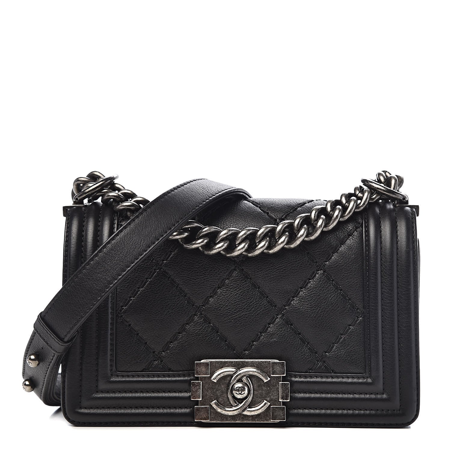 Chanel Calfskin Double Stitch Small Boy Flap Black 1 of 10