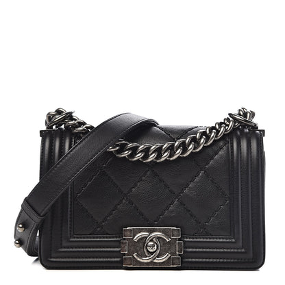 Chanel Calfskin Double Stitch Small Boy Flap Black 1 of 10