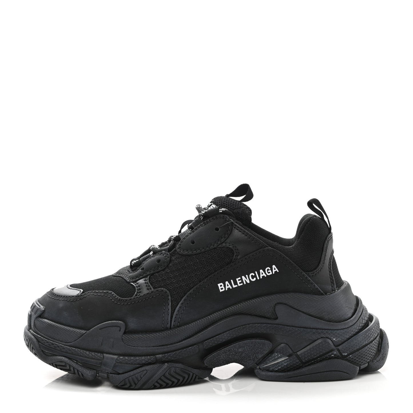 Fabric Mesh Mens Triple S Sneakers 38 Black