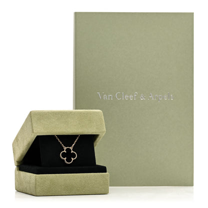 Van Cleef & Arpels 18K Yellow Gold Black Onyx Vintage Alhambra Pendant Necklace 5 of 5
