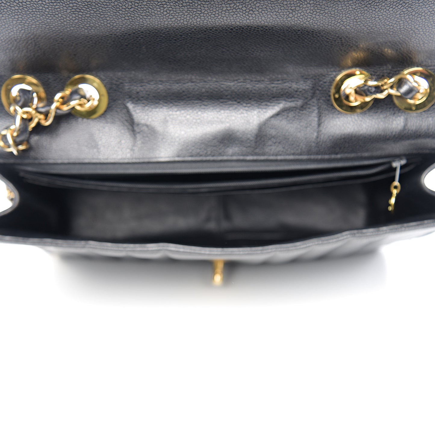 Caviar Vertical Quilted Jumbo Single Flap Black