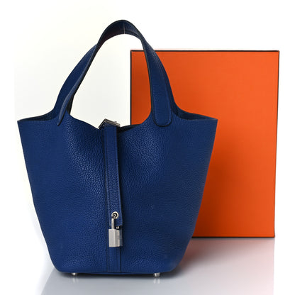 Hermes Taurillon Clemence Picotin Lock 18 PM Bleu Saphir 9 of 9