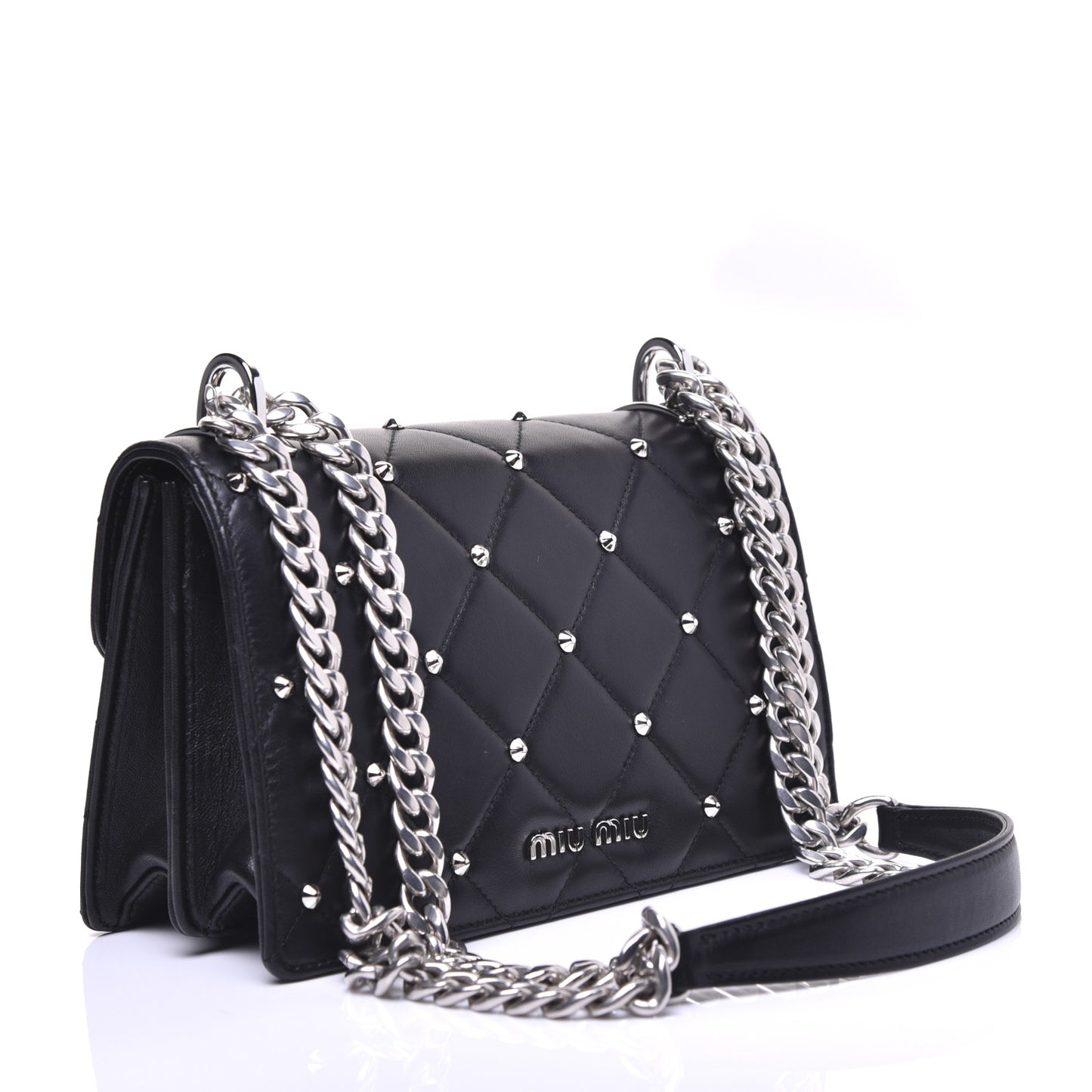 Pattina Nappa Crystal Studded Borchie Flap Bag Black