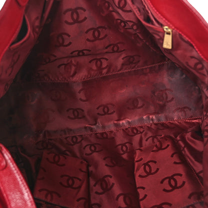 Chanel Caviar Pocket Shopping Tote Red 5 of 12