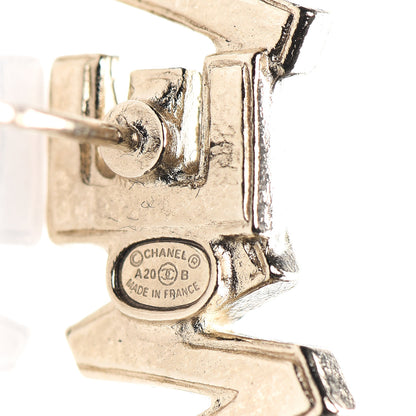 Chanel Crystal Pearl Signature Stud Earrings Gold 4 of 5