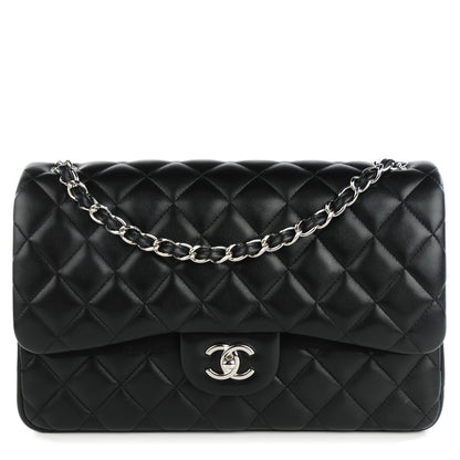 Chanel Lambskin Quilted Jumbo Double Flap Black 1 of 9