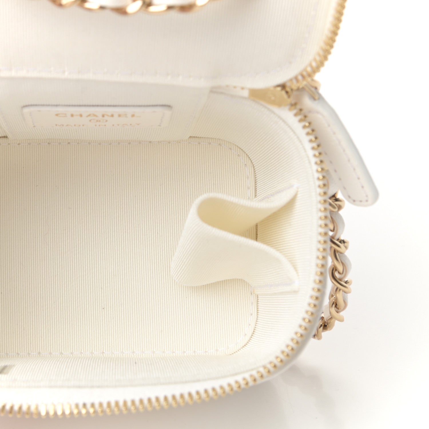 Chanel Lambskin Quilted Small Camellia Bow Vanity Case With Chain White 5 of 10