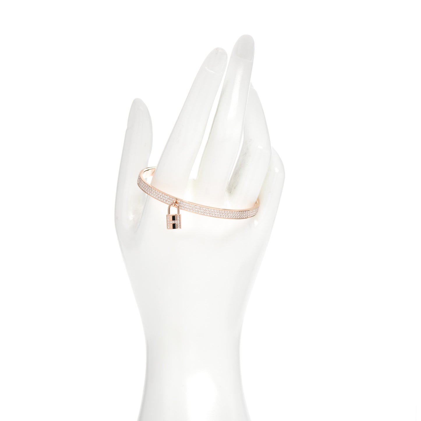 18K Rose Gold Diamond Pave Kelly Clochette Cuff Bracelet ST