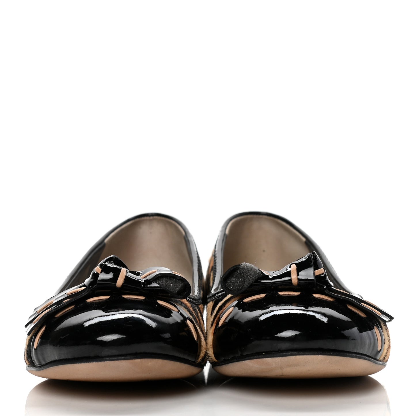 Calf Hair Patent Leopard Ballet Flats 38 Black
