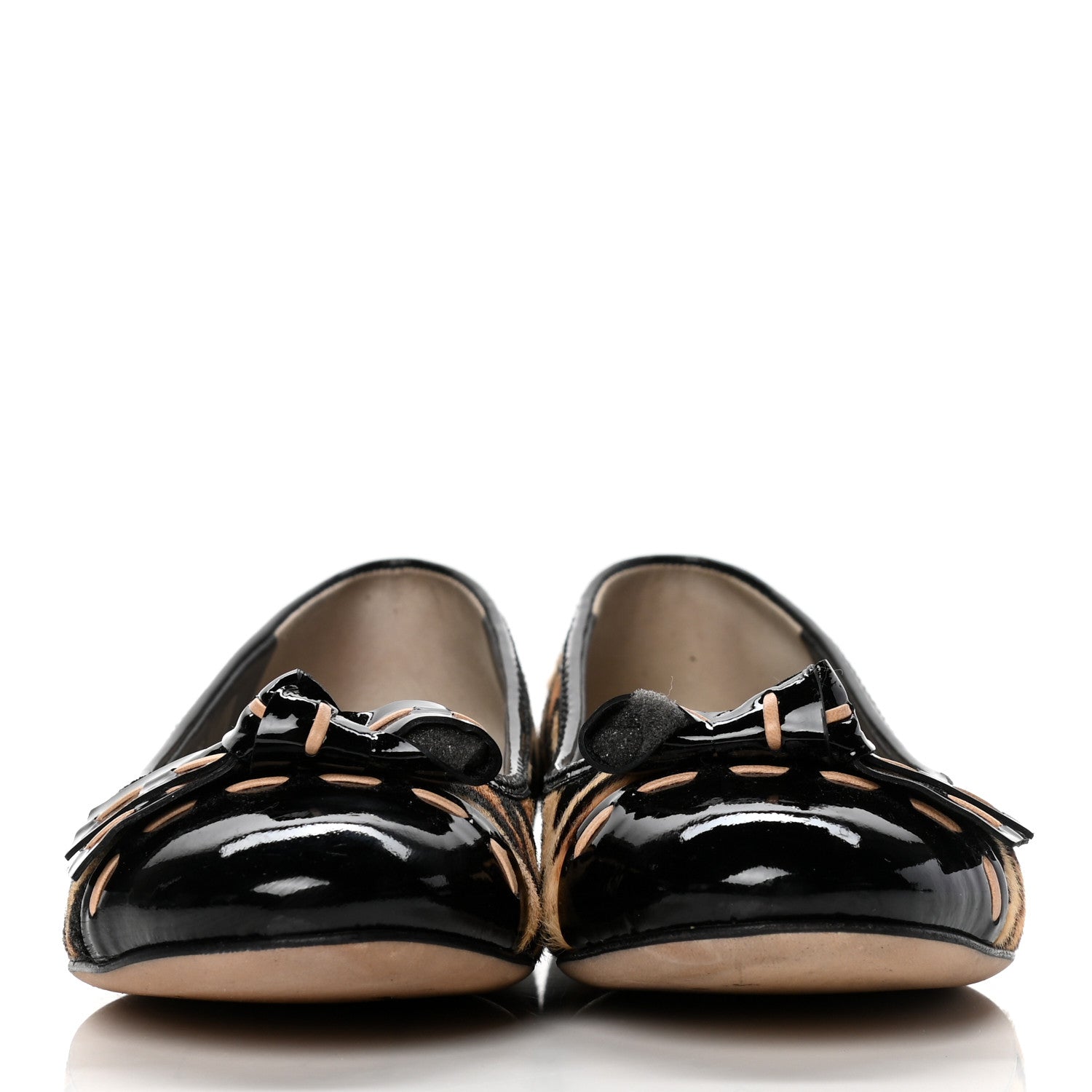 Christian Dior Calf Hair Patent Leopard Ballet Flats 38 Black 2 of 11
