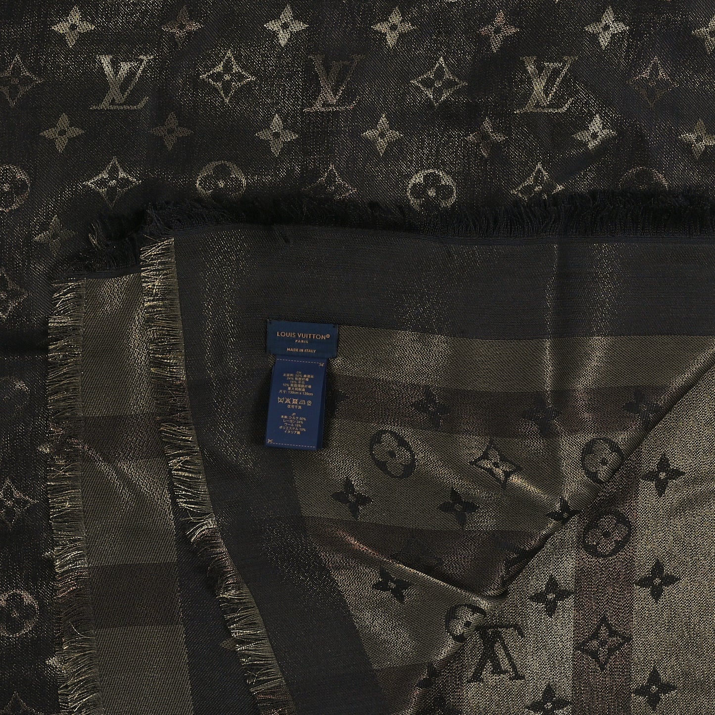 Silk Wool Monogram So Shine Shawl Marron