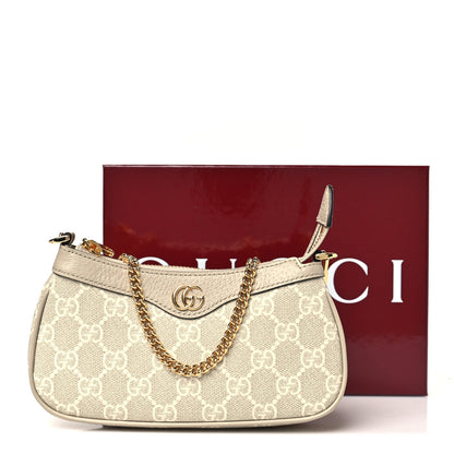 Gucci GG Supreme Monogram Textured Dollar Calfskin Web Mini Ophidia GG Handbag Beige Mystic White Oatmeal 10 of 10