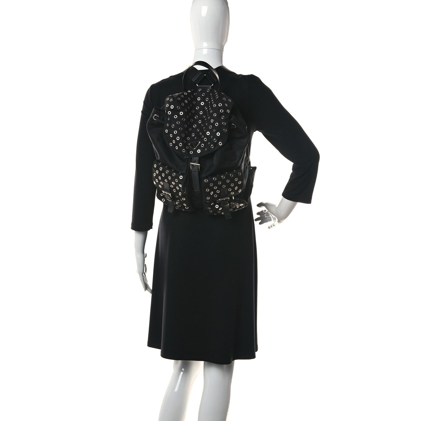 Tessuto Nylon Grommet Backpack Black