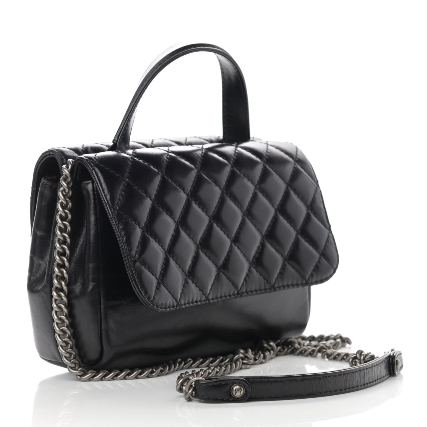 Glazed Calfskin Pilot Essentials Flap Black