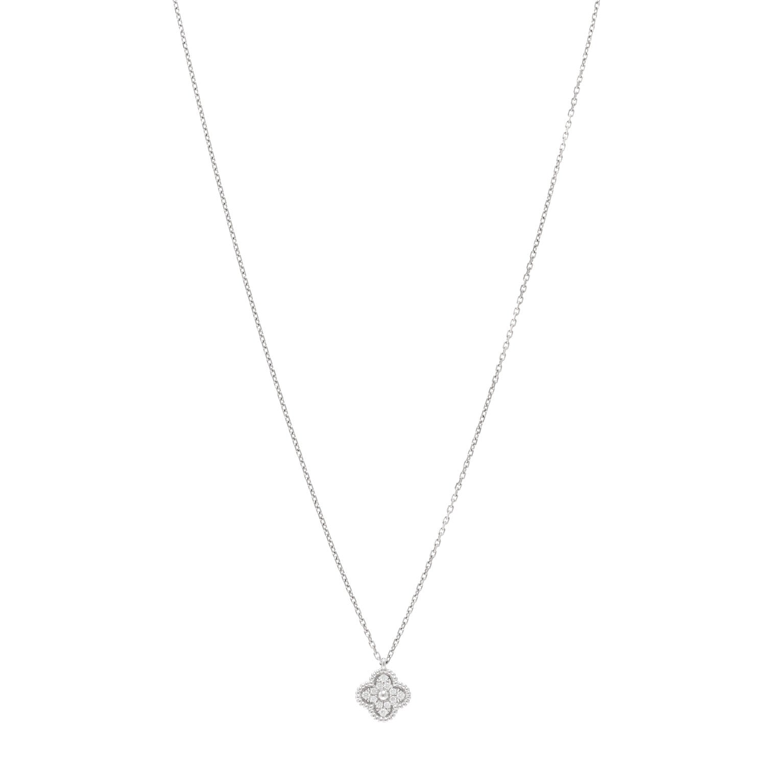 Van Cleef & Arpels VAN CLEEF & ARPELS 18K White Gold Diamond Sweet Alhambra Pendant Necklace 1 of 6
