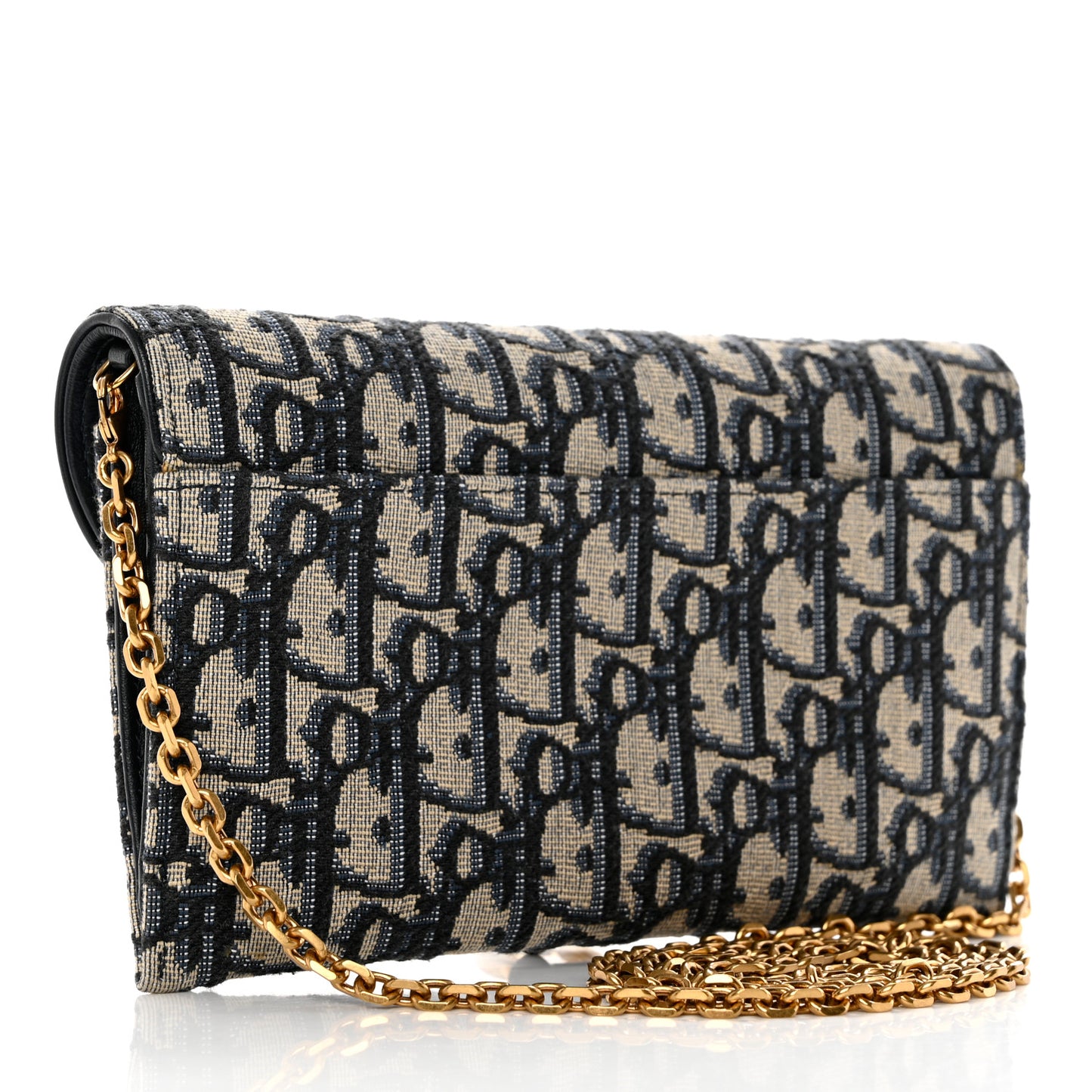 Oblique Saddle Chain Long Wallet Blue