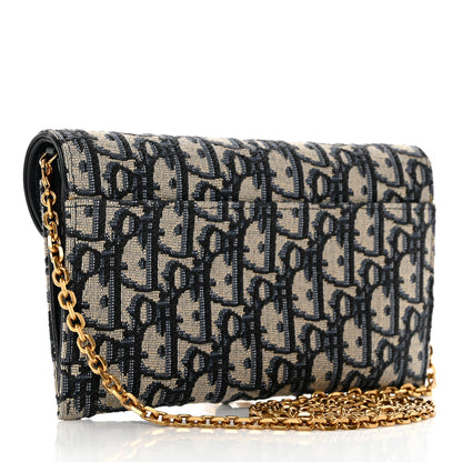 Christian Dior Oblique Saddle Chain Long Wallet Blue 5 of 12