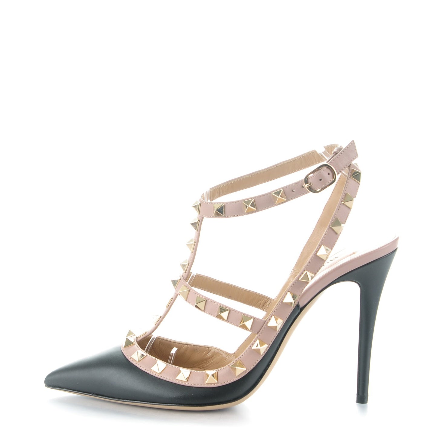 Nappa Rockstud Ankle Strap Pumps 39 Black Poudre