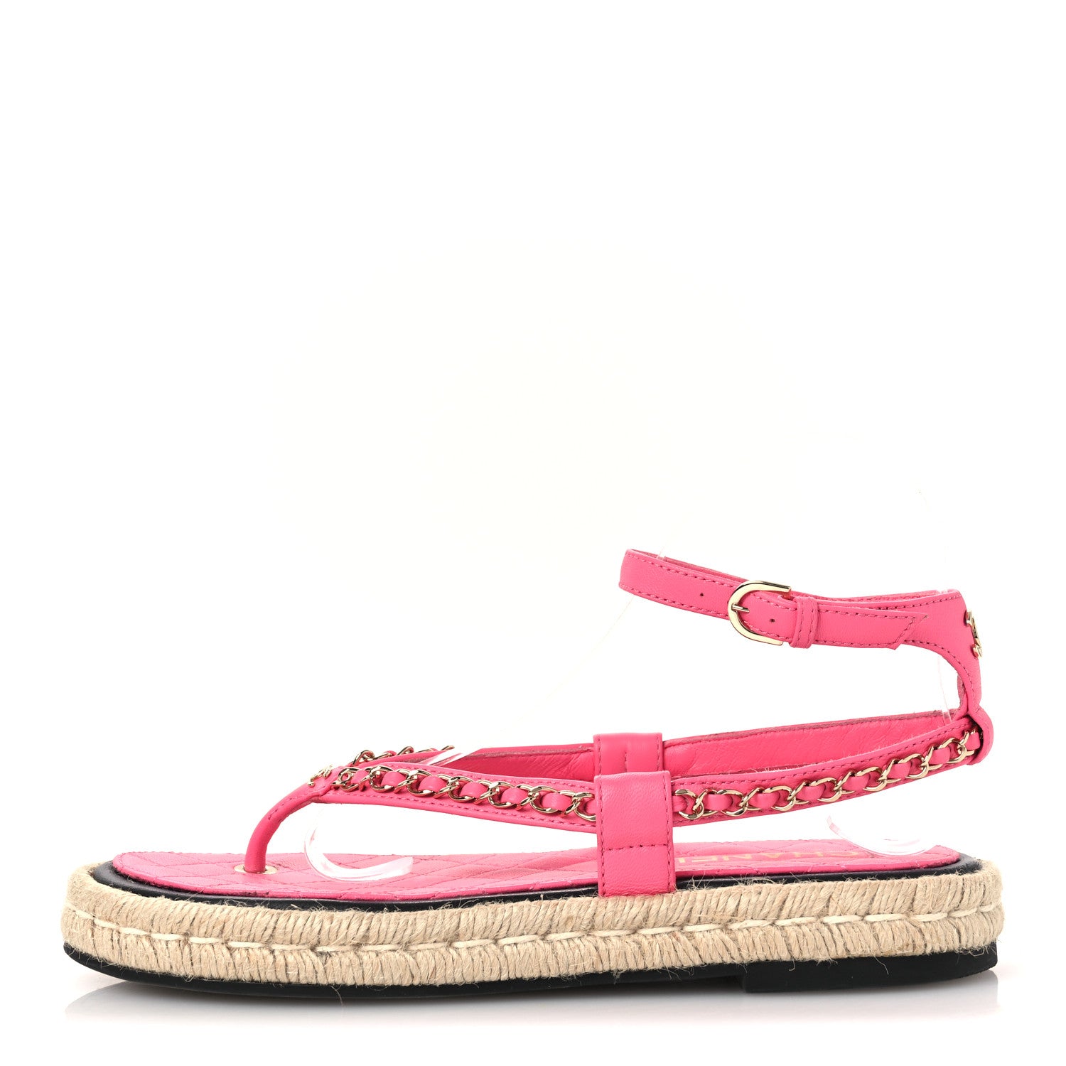 Chanel Lambskin Chain CC Thong Espadrille Sandals 39 Pink 1 of 10