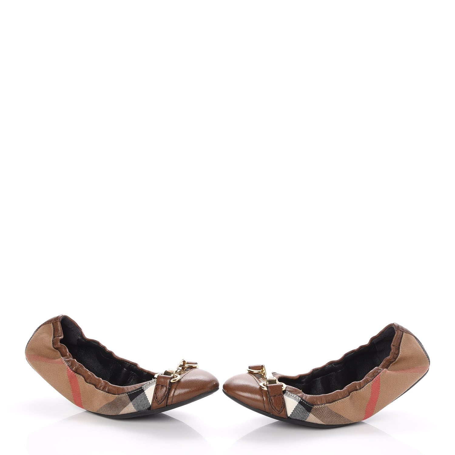 Burberry Heritage House Check Shipley Elastic Ballerina Flats 36 Brown 6 of 11