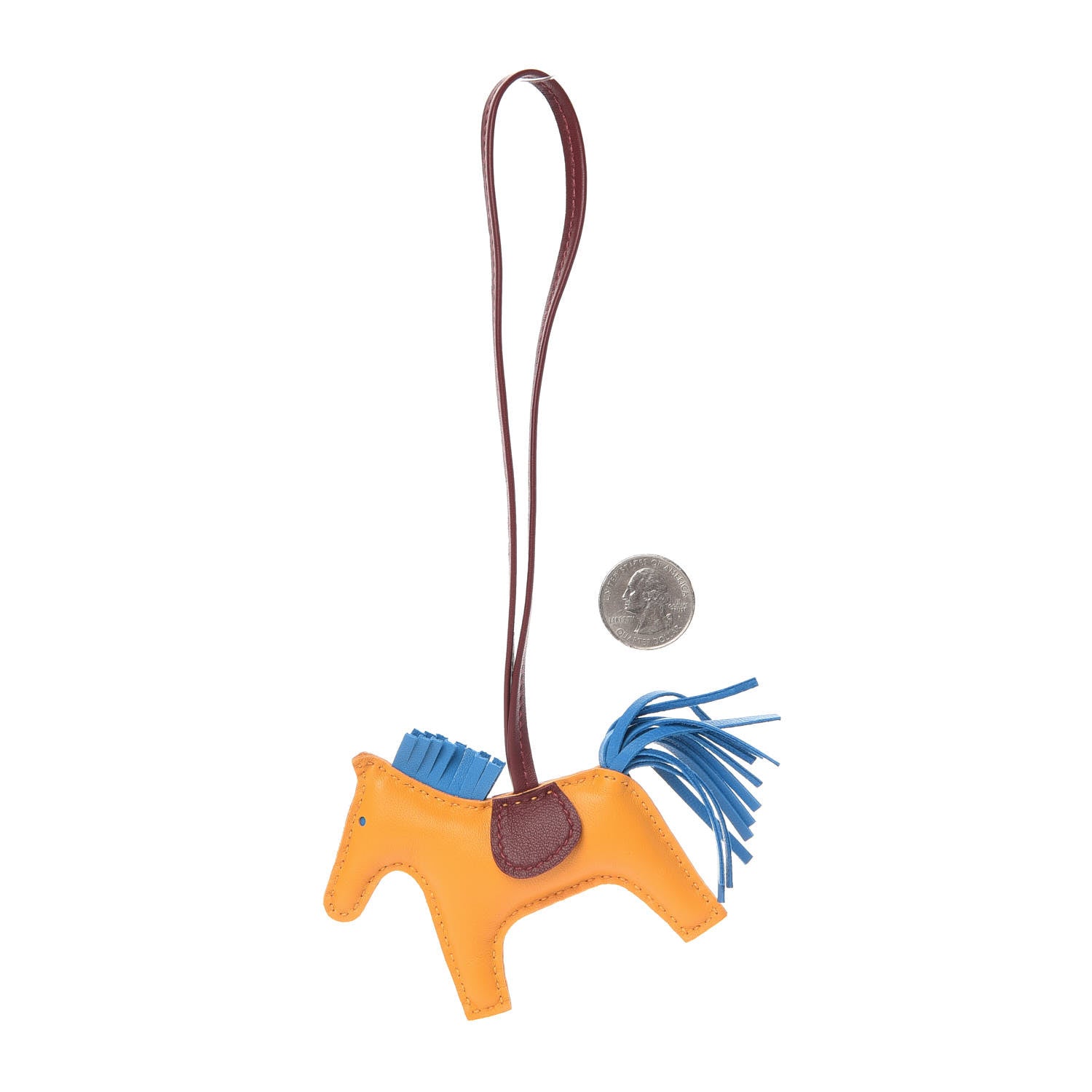 Hermes Milo Lambskin Grigri Rodeo Horse Bag Charm PM Jaune D'Or Bleu Agate Cornaline 2 of 3