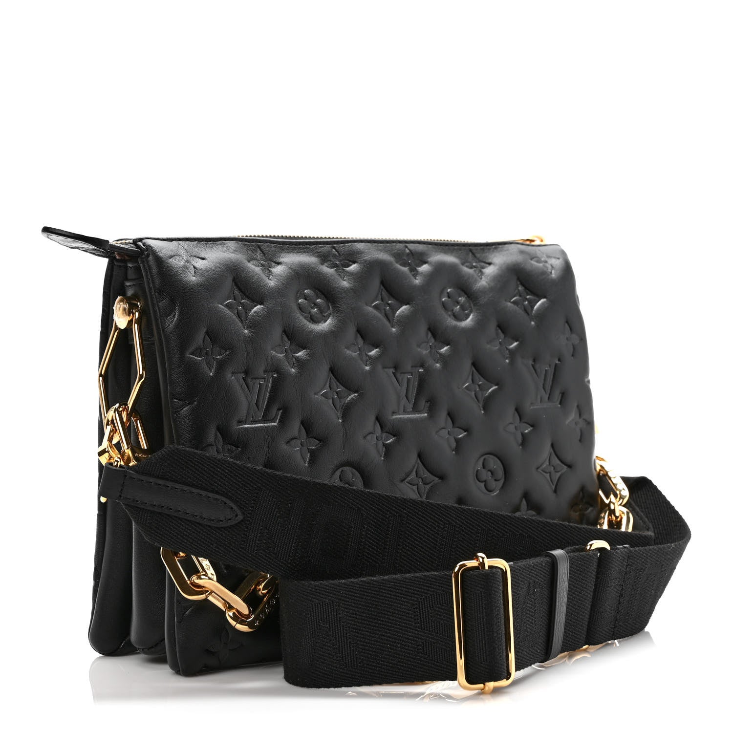 Louis Vuitton Lambskin Embossed Monogram Coussin PM Black 3 of 9