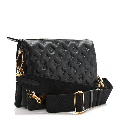 Louis Vuitton Lambskin Embossed Monogram Coussin PM Black 3 of 9
