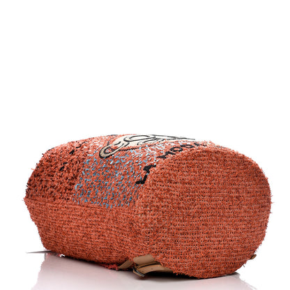Chanel Tweed Sequins Embroidered Cubano Trip Backpack Orange Coral 4 of 8