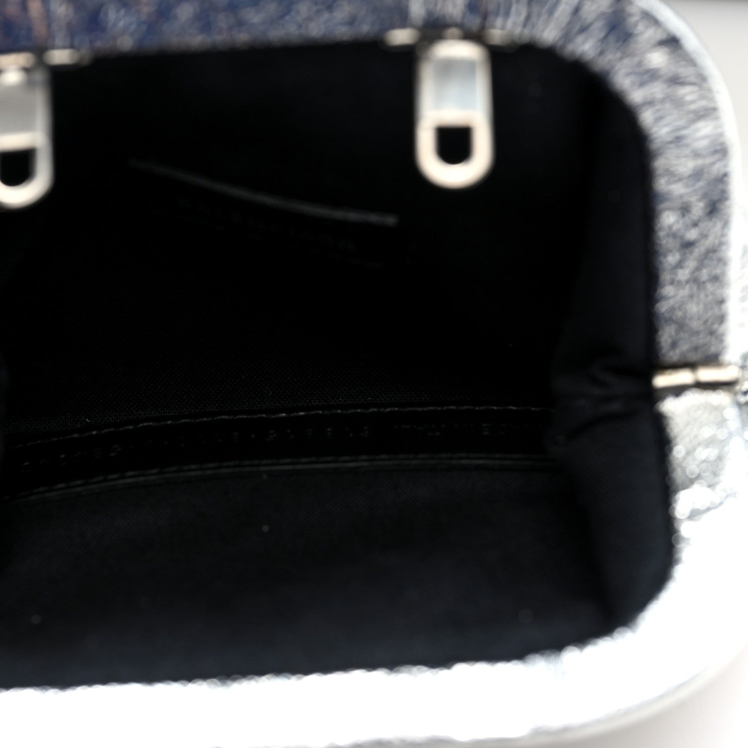 Balenciaga Metallic Textured Calfskin Logo Cloud Coin Purse With Strap Silver 5 of 11