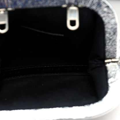 Balenciaga Metallic Textured Calfskin Logo Cloud Coin Purse With Strap Silver 5 of 11