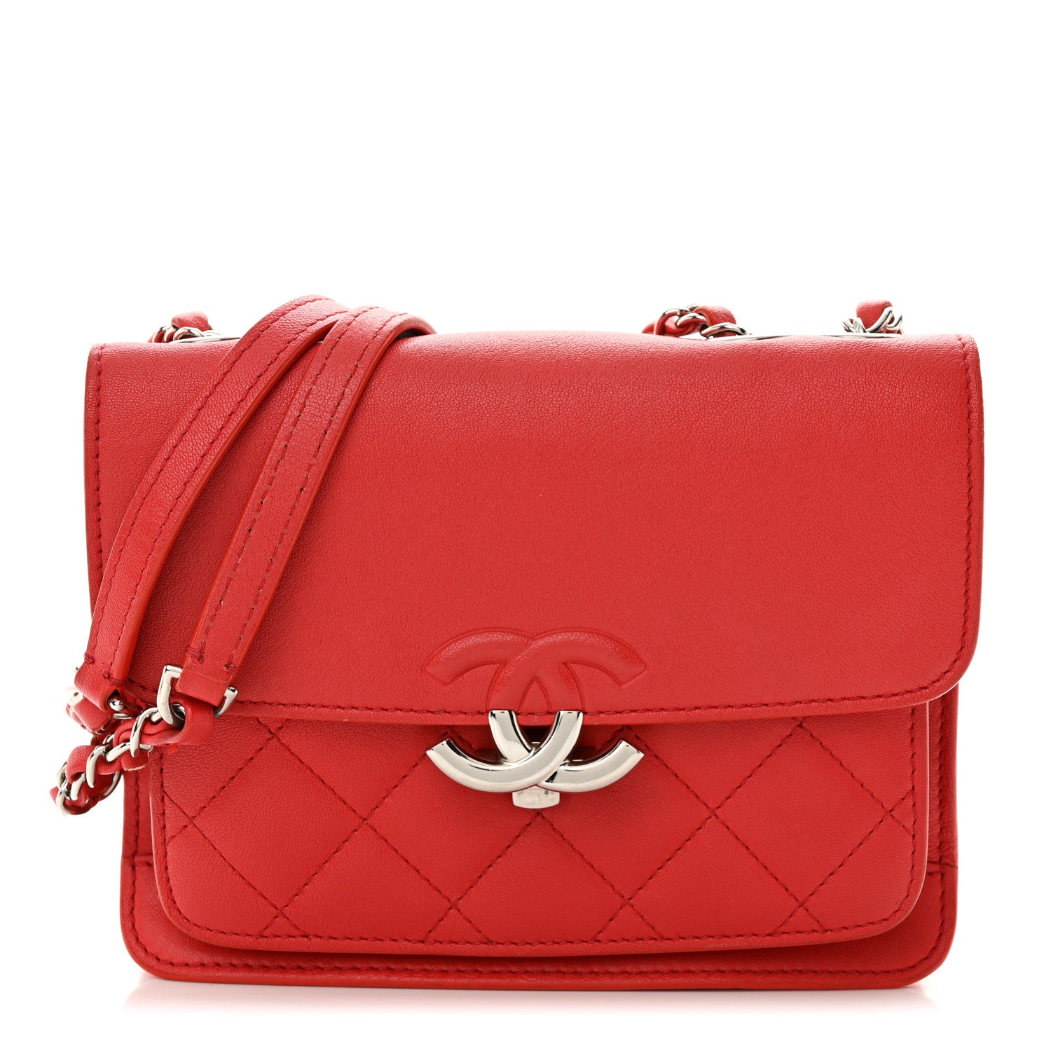 Chanel Goatskin Quilted Small CC Box Flap Red 1 of 10